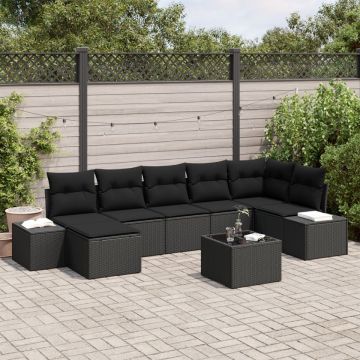 Set de canapele pentru grădină Set de 8 Negru Set de canapele pentru grădină Set de 8 Negru